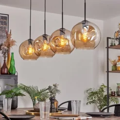 Suspension - Verre 25 cm Ripoll Ambre, 4 lumières