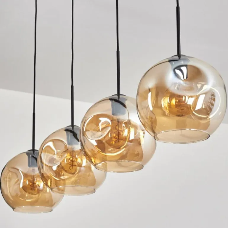 Suspension - Verre 25 cm Ripoll Ambre, 4 lumières