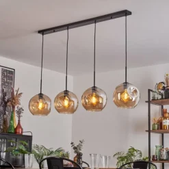 Suspension - Verre 25 cm Ripoll Ambre, 4 lumières