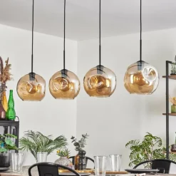 Suspension - Verre 25 cm Ripoll Ambre, 4 lumières