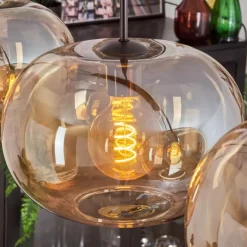Suspension - Verre 30 cm Ripoll Ambre, 4 lumières