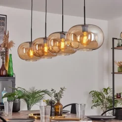 Suspension - Verre 30 cm Ripoll Ambre, 4 lumières