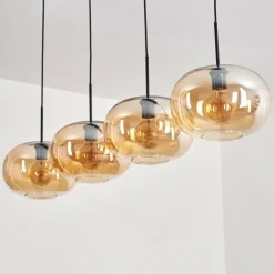Suspension - Verre 30 cm Ripoll Ambre, 4 lumières