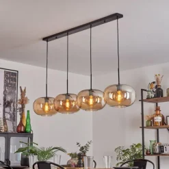 Suspension - Verre 30 cm Ripoll Ambre, 4 lumières