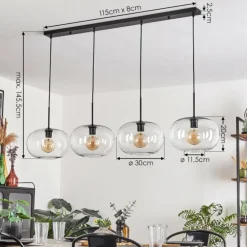 Suspension - Verre 30 cm Ripoll Clair, 4 lumières