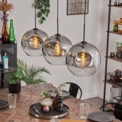 Suspension - Verre 30 cm Ripoll Clair, Fumé, 3 lumières
