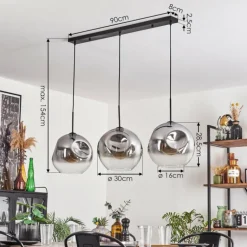 Suspension - Verre 30 cm Ripoll Clair, Fumé, 3 lumières