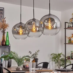 Suspension - Verre 30 cm Ripoll Clair, Fumé, 3 lumières