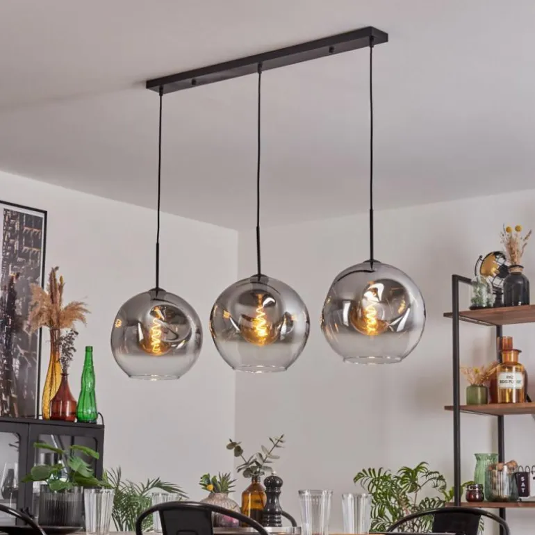 Suspension - Verre 30 cm Ripoll Clair, Fumé, 3 lumières