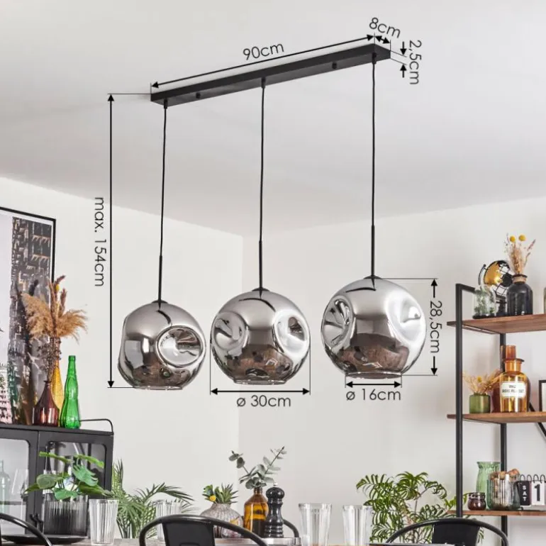 Suspension - Verre 30 cm Ripoll Chrome, 3 lumières