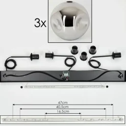 Suspension - Verre 30 cm Ripoll Chrome, 3 lumières