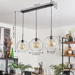 Suspension - Verre 30 cm Ripoll Clair, 3 lumières