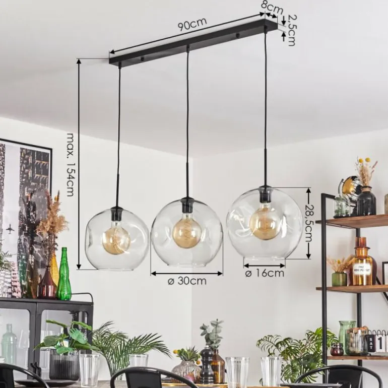 Suspension - Verre 30 cm Ripoll Clair, 3 lumières