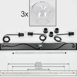 Suspension - Verre 30 cm Ripoll Clair, 3 lumières
