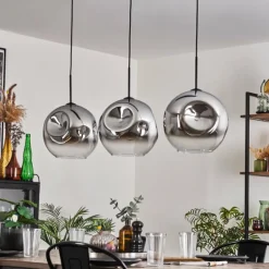 Suspension - Verre 30 cm Ripoll Chrome, Clair, 3 lumières
