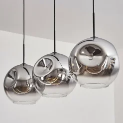 Suspension - Verre 30 cm Ripoll Chrome, Clair, 3 lumières