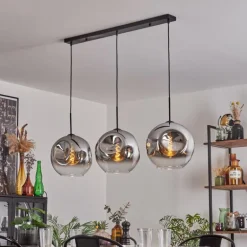 Suspension - Verre 30 cm Ripoll Chrome, Clair, 3 lumières