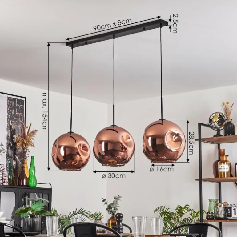 Suspension - Verre 30 cm Ripoll Cuivré, 3 lumières