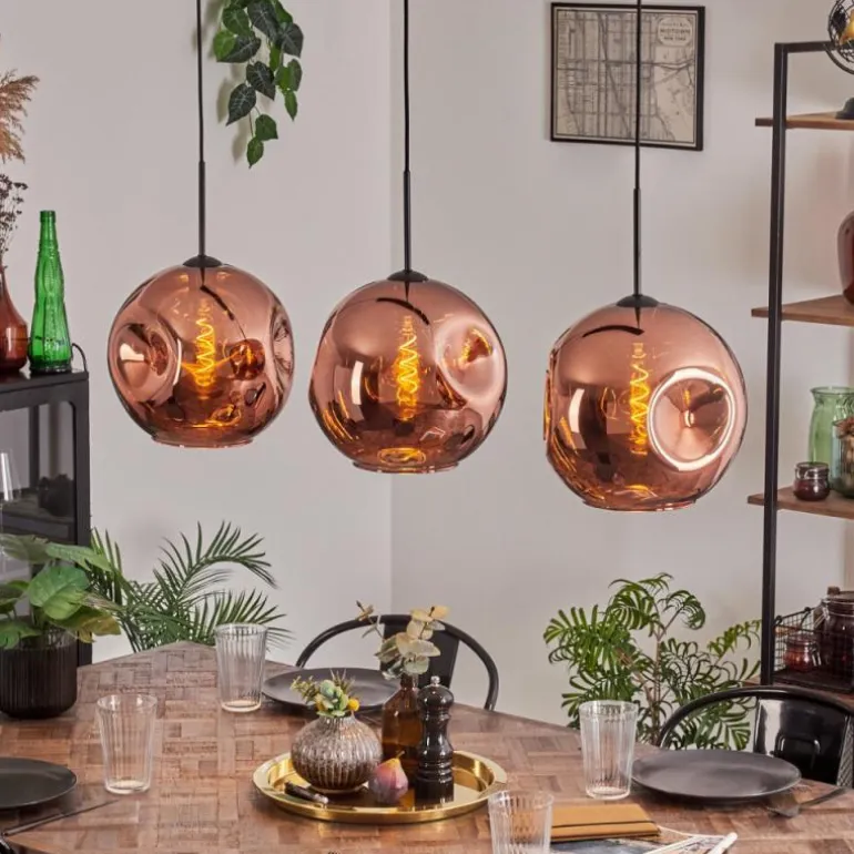 Suspension - Verre 30 cm Ripoll Cuivré, 3 lumières