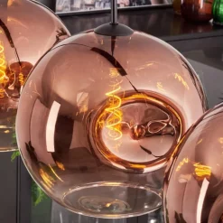 Suspension - Verre 30 cm Ripoll Clair, Cuivré, 3 lumières