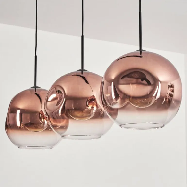 Suspension - Verre 30 cm Ripoll Clair, Cuivré, 3 lumières