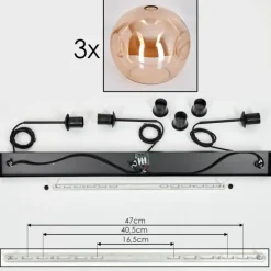 Suspension - Verre 30 cm Ripoll Noir, 3 lumières