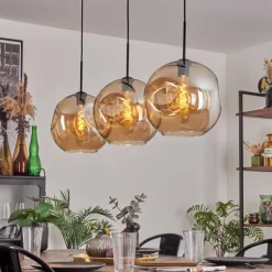 Suspension - Verre 30 cm Ripoll Noir, 3 lumières