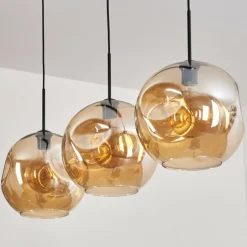 Suspension - Verre 30 cm Ripoll Noir, 3 lumières