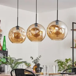 Suspension - Verre 30 cm Ripoll Noir, 3 lumières