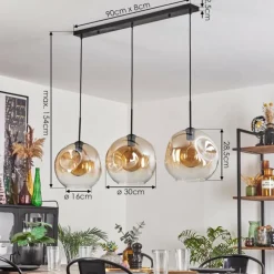Suspension - Verre 30 cm Ripoll Noir, 3 lumières