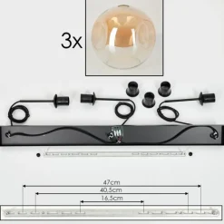 Suspension - Verre 30 cm Ripoll Noir, 3 lumières