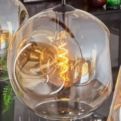 Suspension - Verre 30 cm Ripoll Noir, 3 lumières