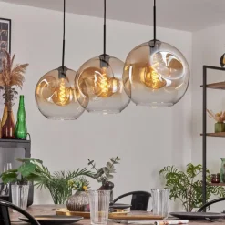 Suspension - Verre 30 cm Ripoll Noir, 3 lumières
