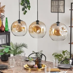 Suspension - Verre 30 cm Ripoll Noir, 3 lumières