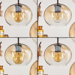 Suspension - Verre Apedo Ambre, Clair, 8 lumières