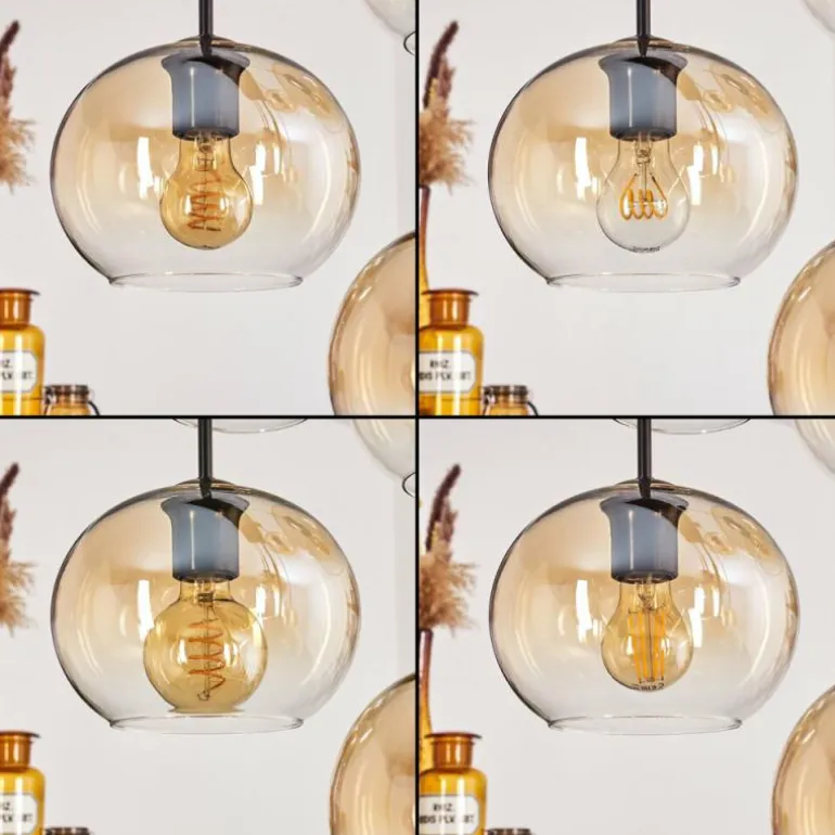 Suspension - Verre Apedo Ambre, Clair, 8 lumières