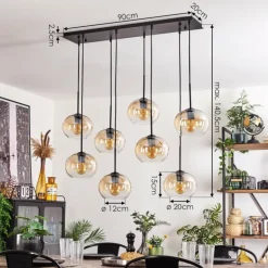 Suspension - Verre Apedo Ambre, Clair, 8 lumières