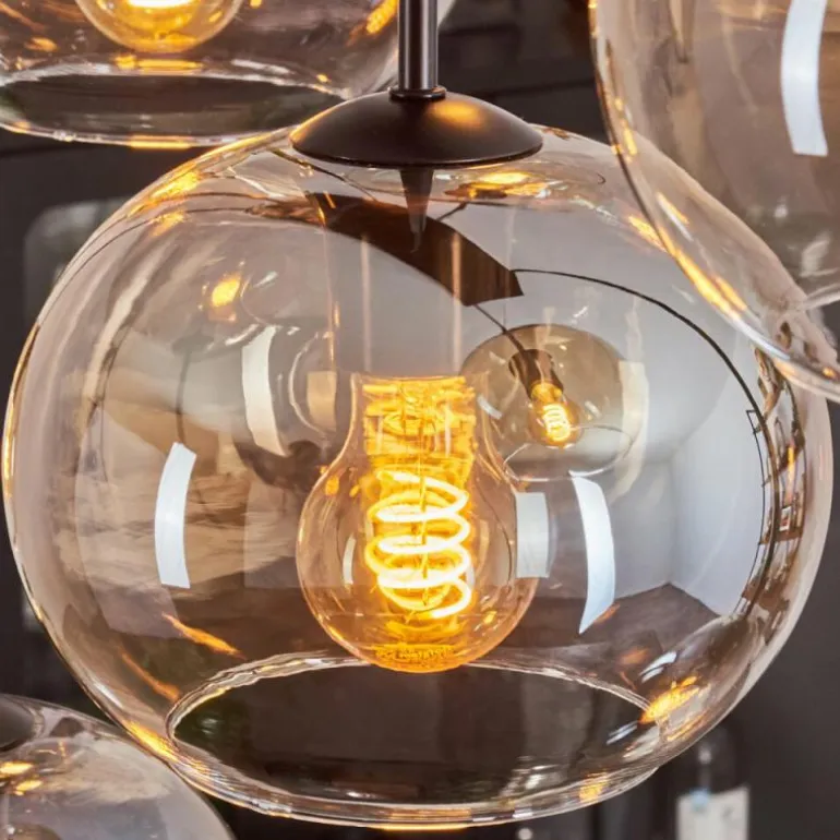 Suspension - Verre Apedo Ambre, Clair, 8 lumières