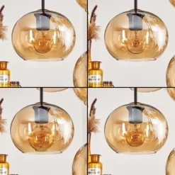 Suspension - Verre Apedo Ambre, 8 lumières