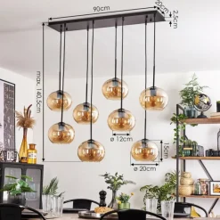 Suspension - Verre Apedo Ambre, 8 lumières