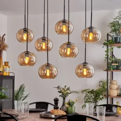 Suspension - Verre Apedo Ambre, 8 lumières
