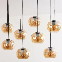 Suspension - Verre Apedo Ambre, 8 lumières