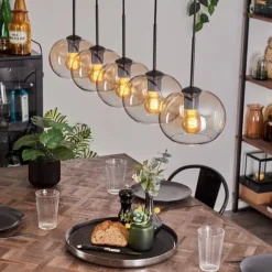 Suspension - Verre Apedo Ambre, Clair, 5 lumières