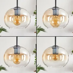 Suspension - Verre Apedo Ambre, Clair, 5 lumières