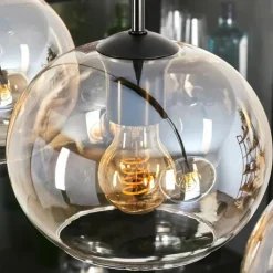 Suspension - Verre Apedo Ambre, Clair, 5 lumières