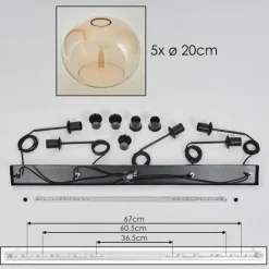 Suspension - Verre Apedo Ambre, Clair, 5 lumières