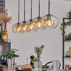 Suspension - Verre Apedo Ambre, Clair, 5 lumières