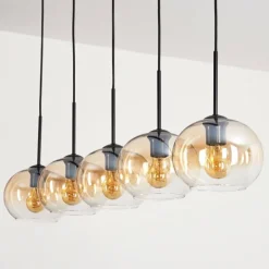 Suspension - Verre Apedo Ambre, Clair, 5 lumières