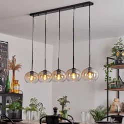 Suspension - Verre Apedo Ambre, Clair, 5 lumières