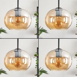 Suspension - Verre Apedo Ambre, 4 lumières